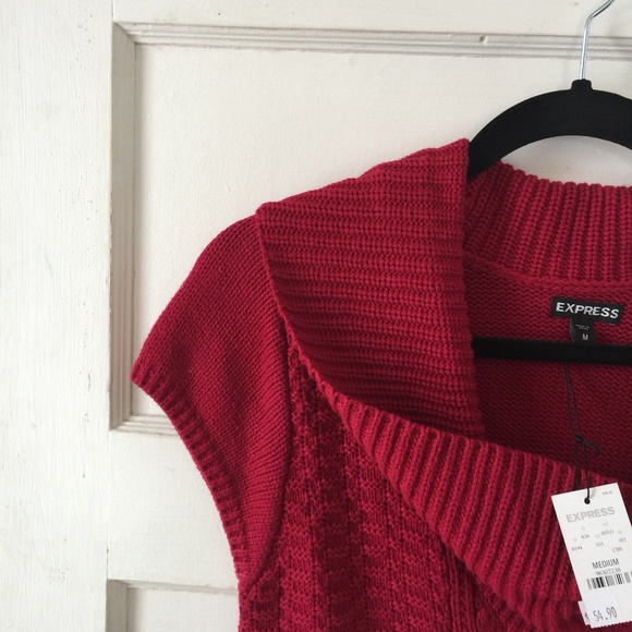 Red Express Short Sleeved Sweater Dress - Picture 4 of 7